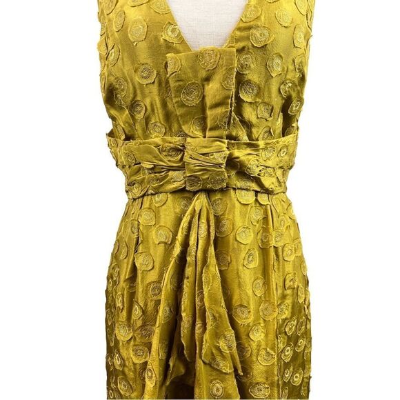 Anthro Quillaree Lemongrass Silk Tethered Dots BHLDN 4 - Picture 6 of 15